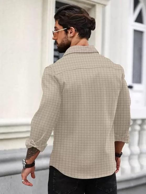 DEELMO Men's Regular Fit Button Down Dress Shirts Textured Long Sleeve Casual Hawaiian Shirt - Image 5