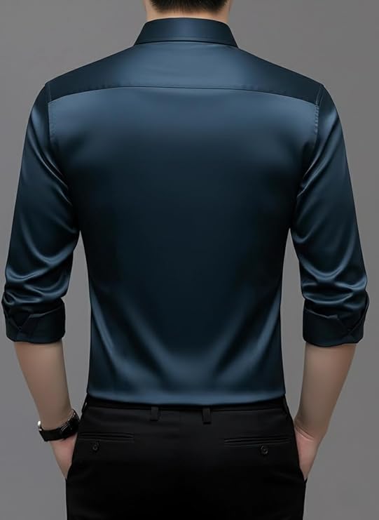 IndoPrimo Men’s Premium Satin Shirt for Party, Formal & Casual Wear – Stylish Designer Full Sleeve Shirt for Men - Image 2