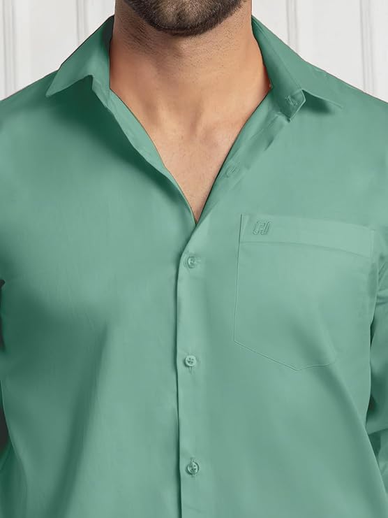 FILO HEVIS -Men’s Solid Formal Shirt, Rich Cotton Slim Fit Full Sleeves Plain Shirt with Pocket, - Image 3