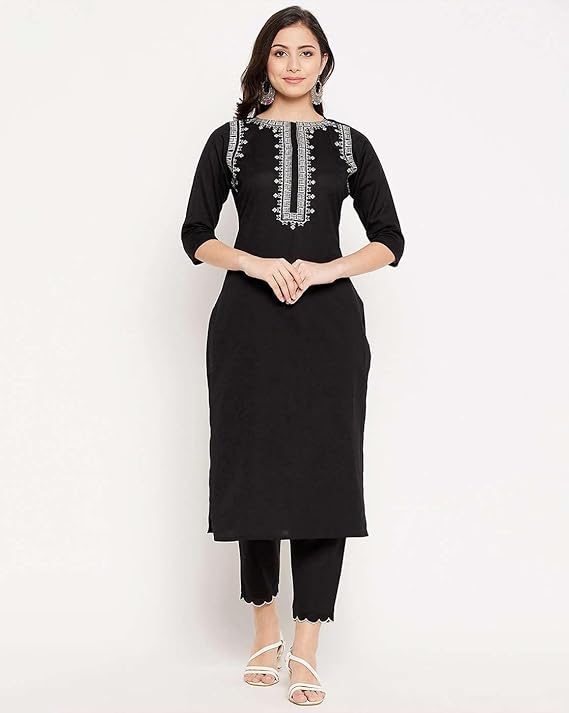 Women's Cotton Embroidered Straight kurti With fit Pant - Image 7
