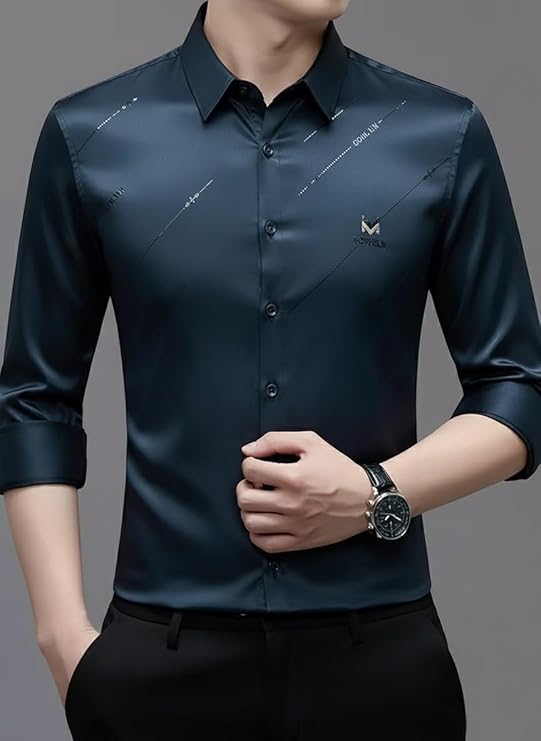 IndoPrimo Men’s Premium Satin Shirt for Party, Formal & Casual Wear – Stylish Designer Full Sleeve Shirt for Men - Image 4