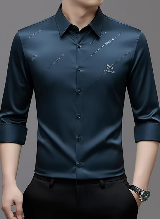 IndoPrimo Men’s Premium Satin Shirt for Party, Formal & Casual Wear – Stylish Designer Full Sleeve Shirt for Men - Image 3