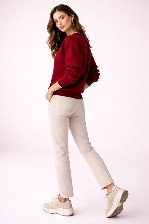 Women’s Crew Neck Sweatshirt Long Sleeve Pullover Plain Solid Colour Casual Wear Top - Image 5