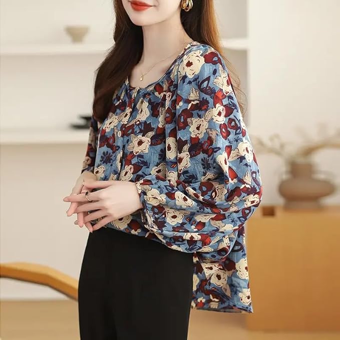 TOPLOT Women's Shirt Top | Elegant Floral and Artistic Prints for a Stylish Look | Long Puffed Sleeves for a Trendy Touch | Stylish Available in Pack of 2 (5233) - Image 5