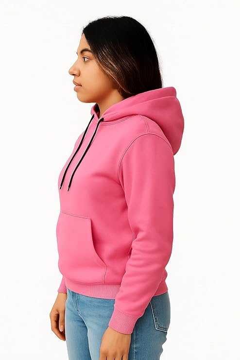 Women’s Black Fleece Hoodie Oversized Fit Soft Warm Winter Hooded Sweatshirt with Kangaroo Pocket - Image 4