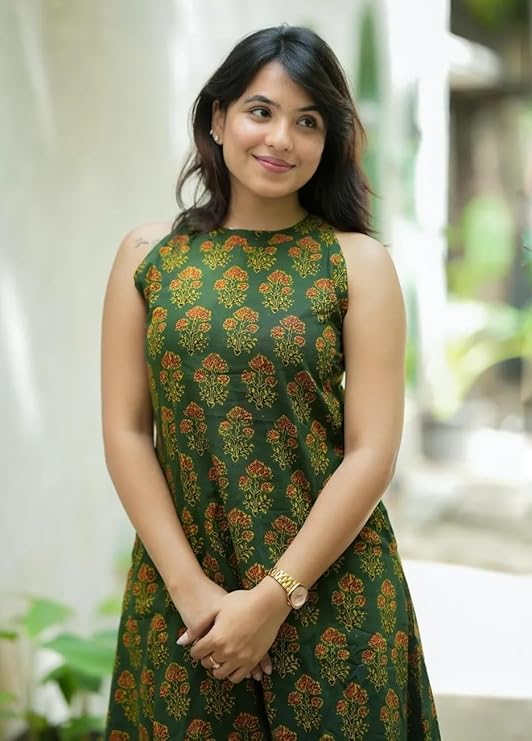 Nermosa Women Pure Cotton Kurta Palazzo Set | Sleeveless Printed Kurta with Palazzo Pants | Summer Friendly, Office Wear Co-Ord Set - Image 6