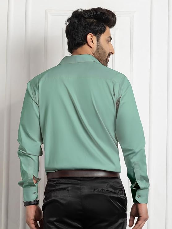 FILO HEVIS -Men’s Solid Formal Shirt, Rich Cotton Slim Fit Full Sleeves Plain Shirt with Pocket, - Image 4