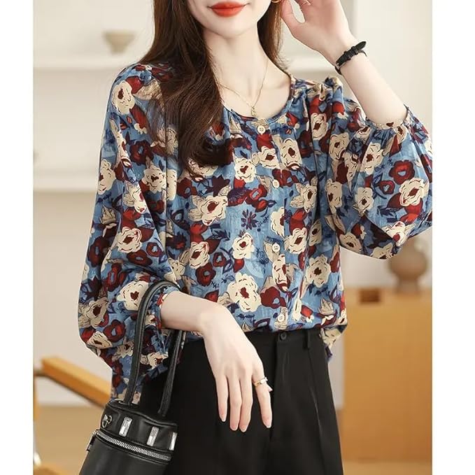 TOPLOT Women's Shirt Top | Elegant Floral and Artistic Prints for a Stylish Look | Long Puffed Sleeves for a Trendy Touch | Stylish Available in Pack of 2 (5233) - Image 4