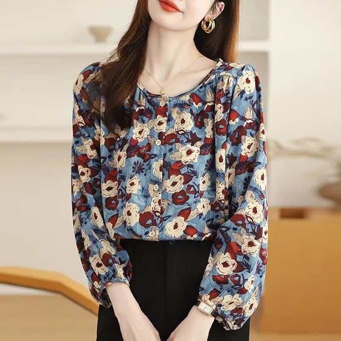 TOPLOT Women's Shirt Top | Elegant Floral and Artistic Prints for a Stylish Look | Long Puffed Sleeves for a Trendy Touch | Stylish Available in Pack of 2 (5233) - Image 6