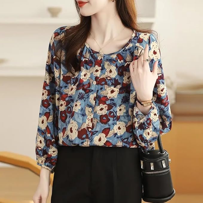 TOPLOT Women's Shirt Top | Elegant Floral and Artistic Prints for a Stylish Look | Long Puffed Sleeves for a Trendy Touch | Stylish Available in Pack of 2 (5233) - Image 3
