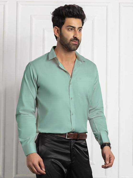 FILO HEVIS -Men’s Solid Formal Shirt, Rich Cotton Slim Fit Full Sleeves Plain Shirt with Pocket, - Image 2