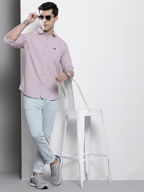 The Indian Garage Co Men Slim Fit Solid Full Sleeves Cutaway Collar Casual Shirt - Image 3