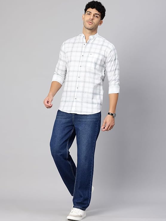 Majestic Man Men’s Pure Cotton Mandarin Collar Slim Fit Casual Shirt - Image 3