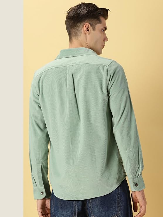 Thomas Scott Men's Cotton Slim Fit Premium Corduroy Long Sleeve | Double Pocket | Spread Collar |Casual Shirt - Image 4