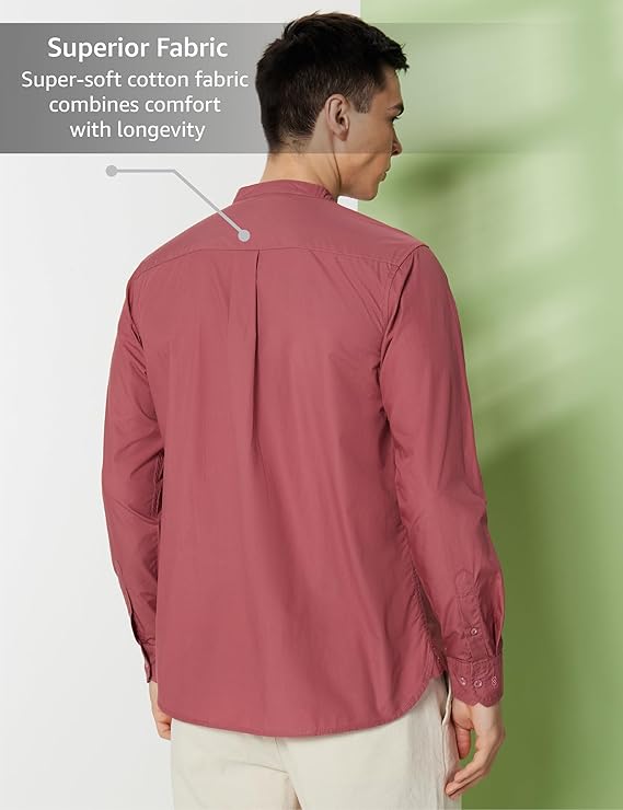 Symbol Premium Men's Mandarin Collar Casual Cotton Poplin Shirt - Regular Fit |Full Sleeve | Pure Cotton (Available in Plus Sizes) - Image 5