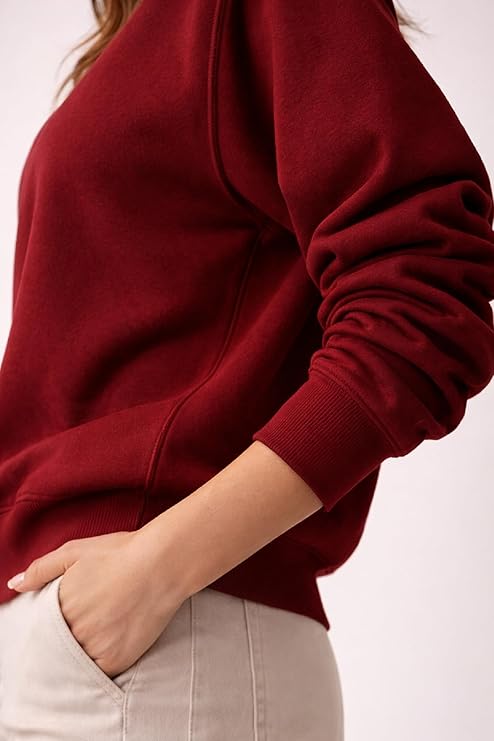 Women’s Crew Neck Sweatshirt Long Sleeve Pullover Plain Solid Colour Casual Wear Top - Image 6