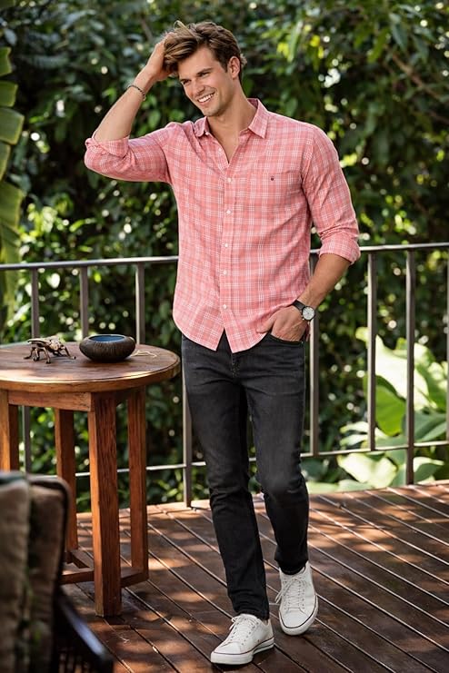 Louis Philippe Men's Slim Fit Premium Cotton Easy Care, Soft Handfeel Full Sleeve Checks Casual Shirt - Image 6