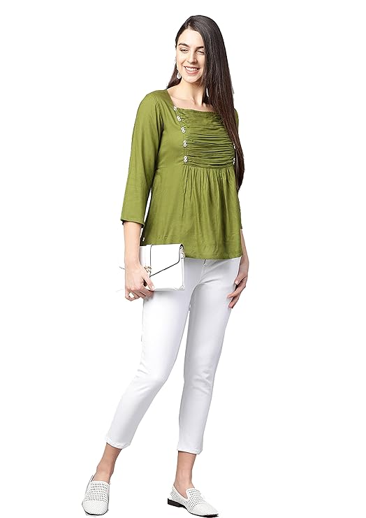 Yash Gallery Women's Rayon Regular Fit Top - Image 4