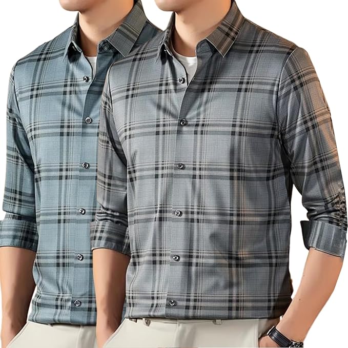 Lymio Men Shirt | Checkered Button Down Shirt for Men | Slim Fit Casual & Semi-Formal Shirts for Man | Textured Long Sleeve | Office & Weekend Ready (Packs Also Available) (Big-Checks)