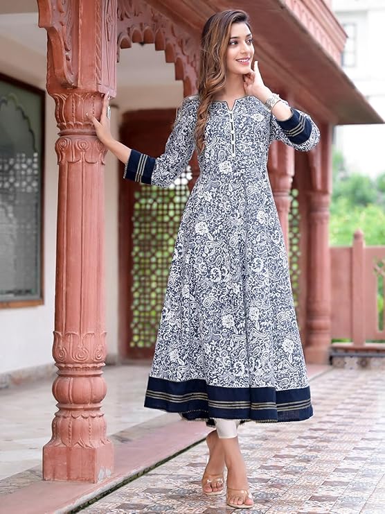 Yash Gallery Women's Cotton Relaxed Fit Anarkali Kurta - Image 3