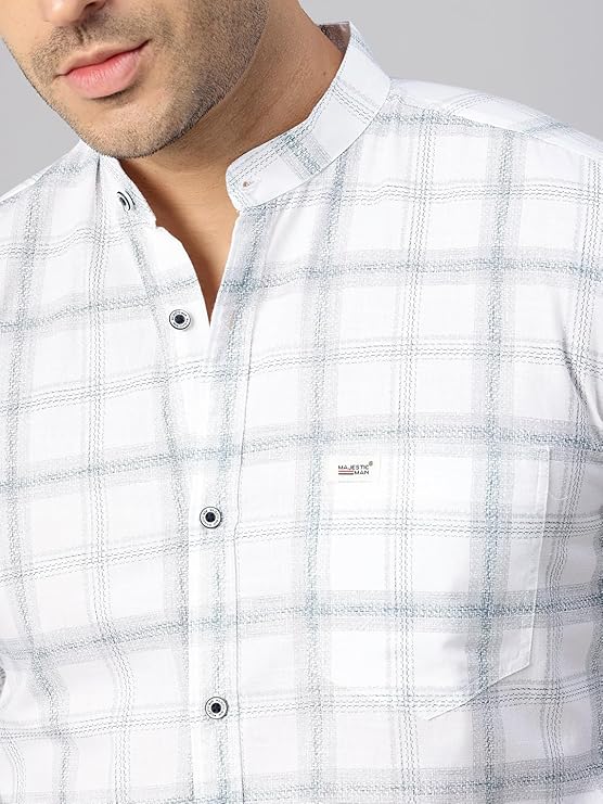 Majestic Man Men’s Pure Cotton Mandarin Collar Slim Fit Casual Shirt - Image 2