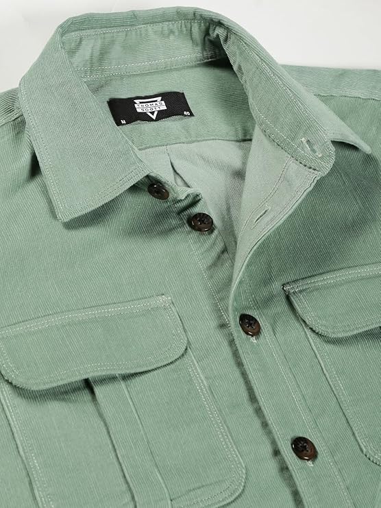 Thomas Scott Men's Cotton Slim Fit Premium Corduroy Long Sleeve | Double Pocket | Spread Collar |Casual Shirt - Image 3