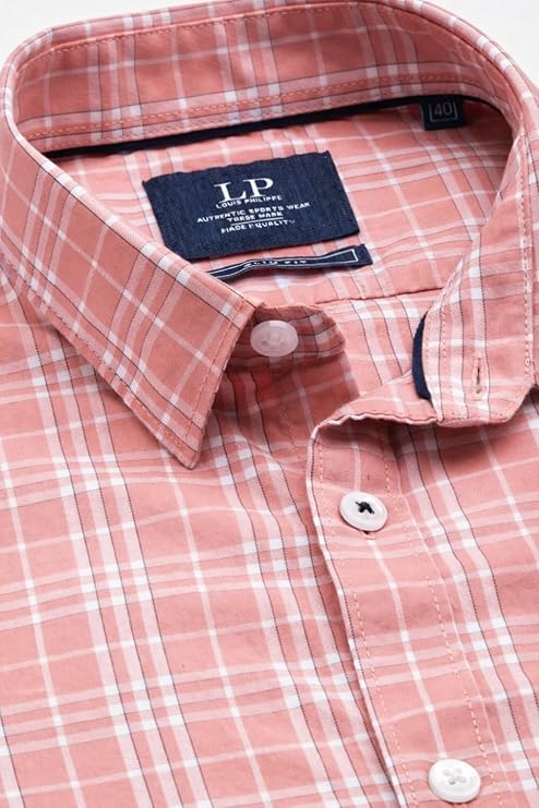Louis Philippe Men's Slim Fit Premium Cotton Easy Care, Soft Handfeel Full Sleeve Checks Casual Shirt - Image 2