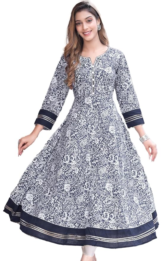 Yash Gallery Women's Cotton Relaxed Fit Anarkali Kurta