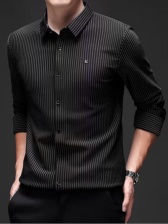 Lymio Men Shirt || Striped Shirt for Man || Full Sleeve|| Premimum Casual Style (Royal) - Image 4
