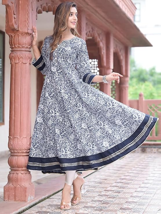 Yash Gallery Women's Cotton Relaxed Fit Anarkali Kurta - Image 7