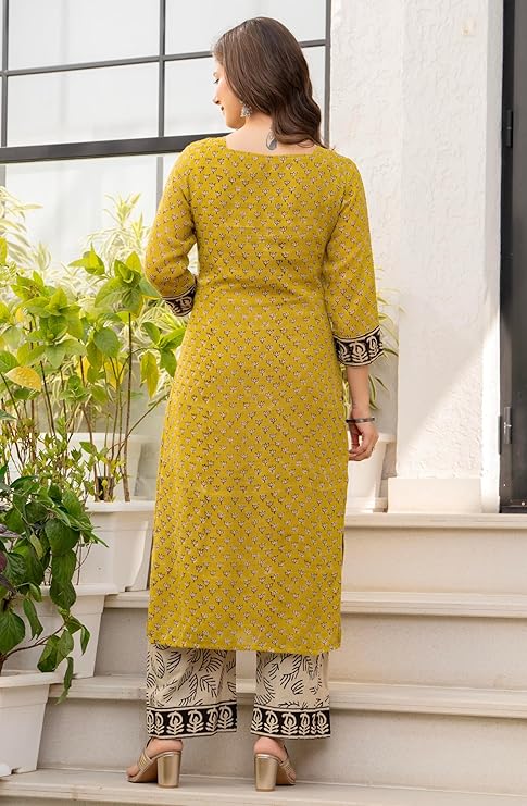 Amayra Women's Pure Cotton Straight Kurta Set with Palazzo Pants & Dupatta|Ethnic wear|Kurta Set for Women - Image 6