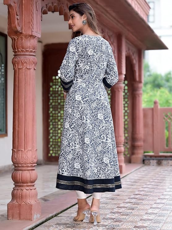 Yash Gallery Women's Cotton Relaxed Fit Anarkali Kurta - Image 4