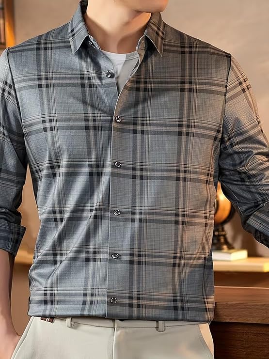 Lymio Men Shirt | Checkered Button Down Shirt for Men | Slim Fit Casual & Semi-Formal Shirts for Man | Textured Long Sleeve | Office & Weekend Ready (Packs Also Available) (Big-Checks) - Image 5