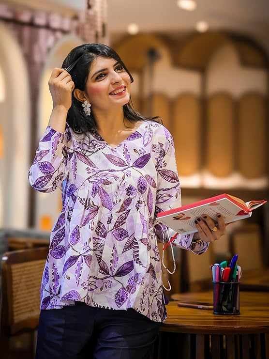 Youthnic Women's Poly Rayon Printed Alia Cut Peplum Top | Top for Office | Women's Tunics | Short Kurti Women| Regular Fit - Image 5