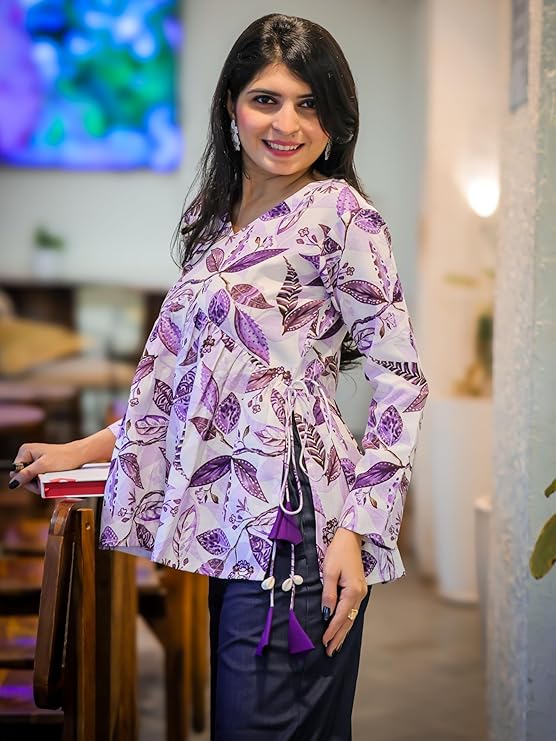 Youthnic Women's Poly Rayon Printed Alia Cut Peplum Top | Top for Office | Women's Tunics | Short Kurti Women| Regular Fit - Image 3