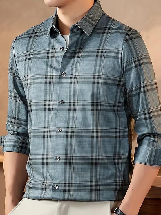 Lymio Men Shirt | Checkered Button Down Shirt for Men | Slim Fit Casual & Semi-Formal Shirts for Man | Textured Long Sleeve | Office & Weekend Ready (Packs Also Available) (Big-Checks) - Image 6
