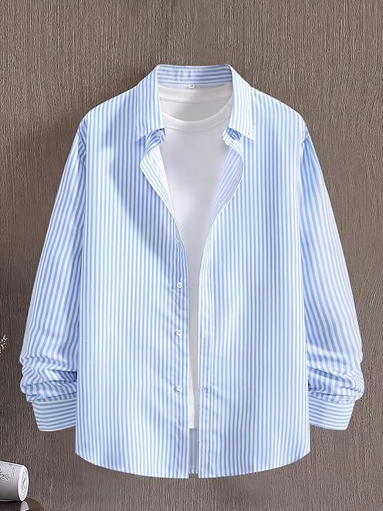 Brand: Afflatus Afflatus Men's Striped Casual Regular Fit Shirt Cotton Blend Stripe Full Sleeve Stylish Shirt for Men - Image 2
