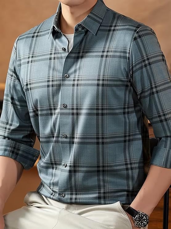 Lymio Men Shirt | Checkered Button Down Shirt for Men | Slim Fit Casual & Semi-Formal Shirts for Man | Textured Long Sleeve | Office & Weekend Ready (Packs Also Available) (Big-Checks) - Image 2
