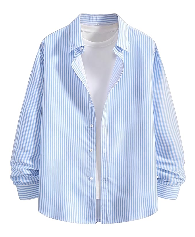 Brand: Afflatus Afflatus Men's Striped Casual Regular Fit Shirt Cotton Blend Stripe Full Sleeve Stylish Shirt for Men - Image 5