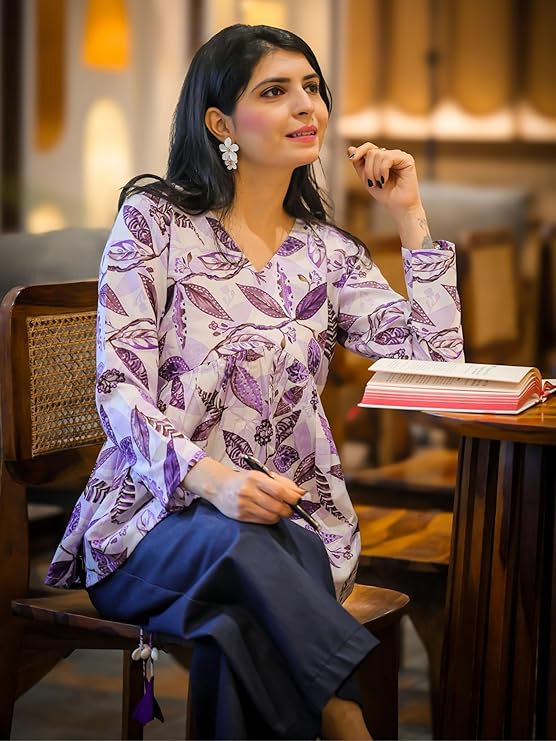 Youthnic Women's Poly Rayon Printed Alia Cut Peplum Top | Top for Office | Women's Tunics | Short Kurti Women| Regular Fit - Image 4