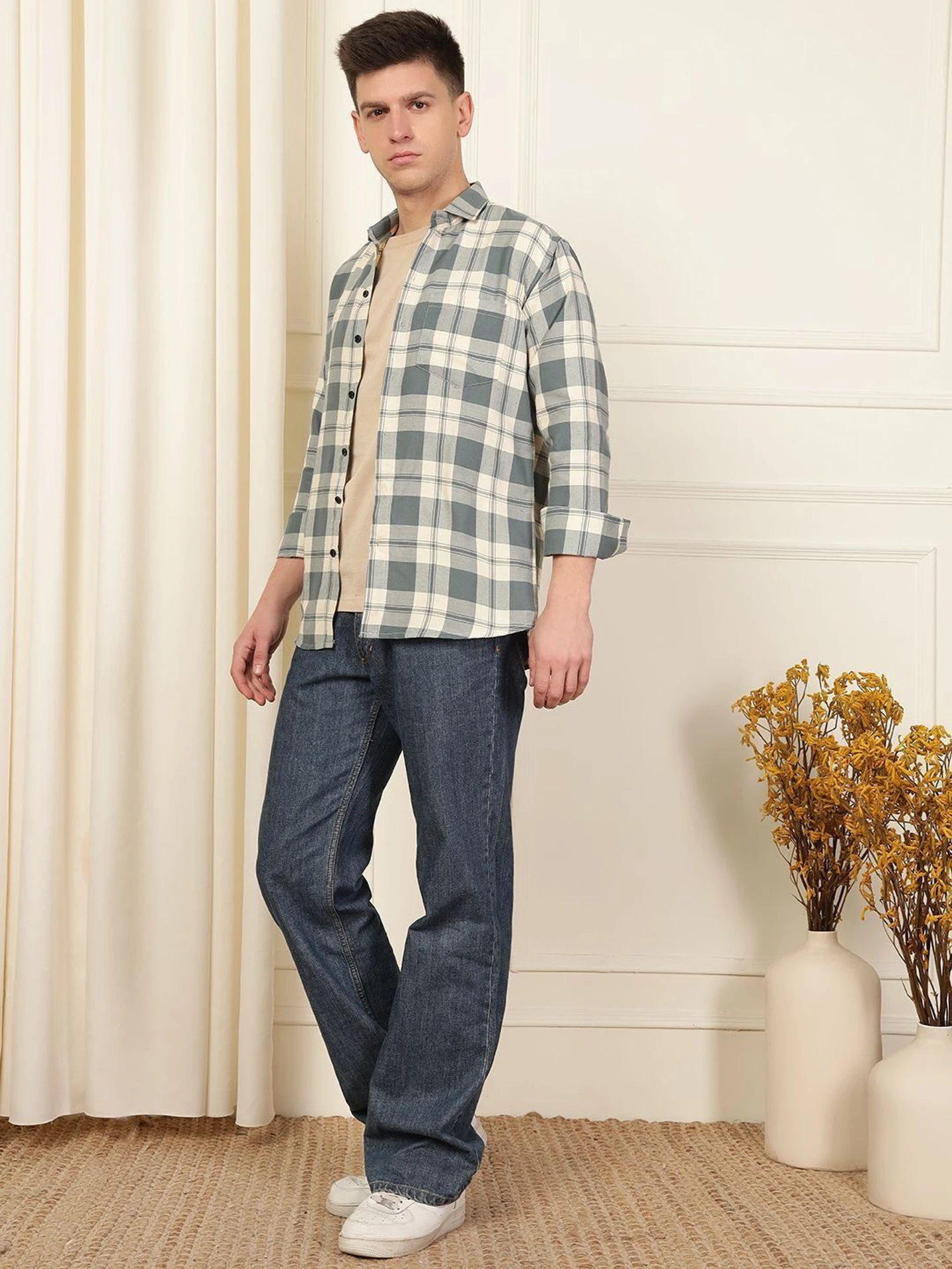 WOXEN Men Regular Fit Checkered Spread Collar Casual Shirt - Image 3