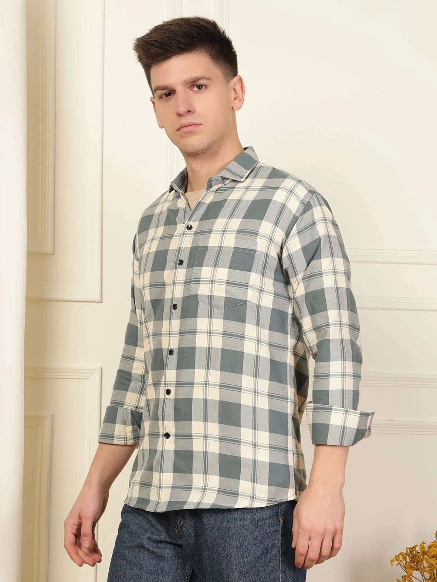 WOXEN Men Regular Fit Checkered Spread Collar Casual Shirt - Image 2