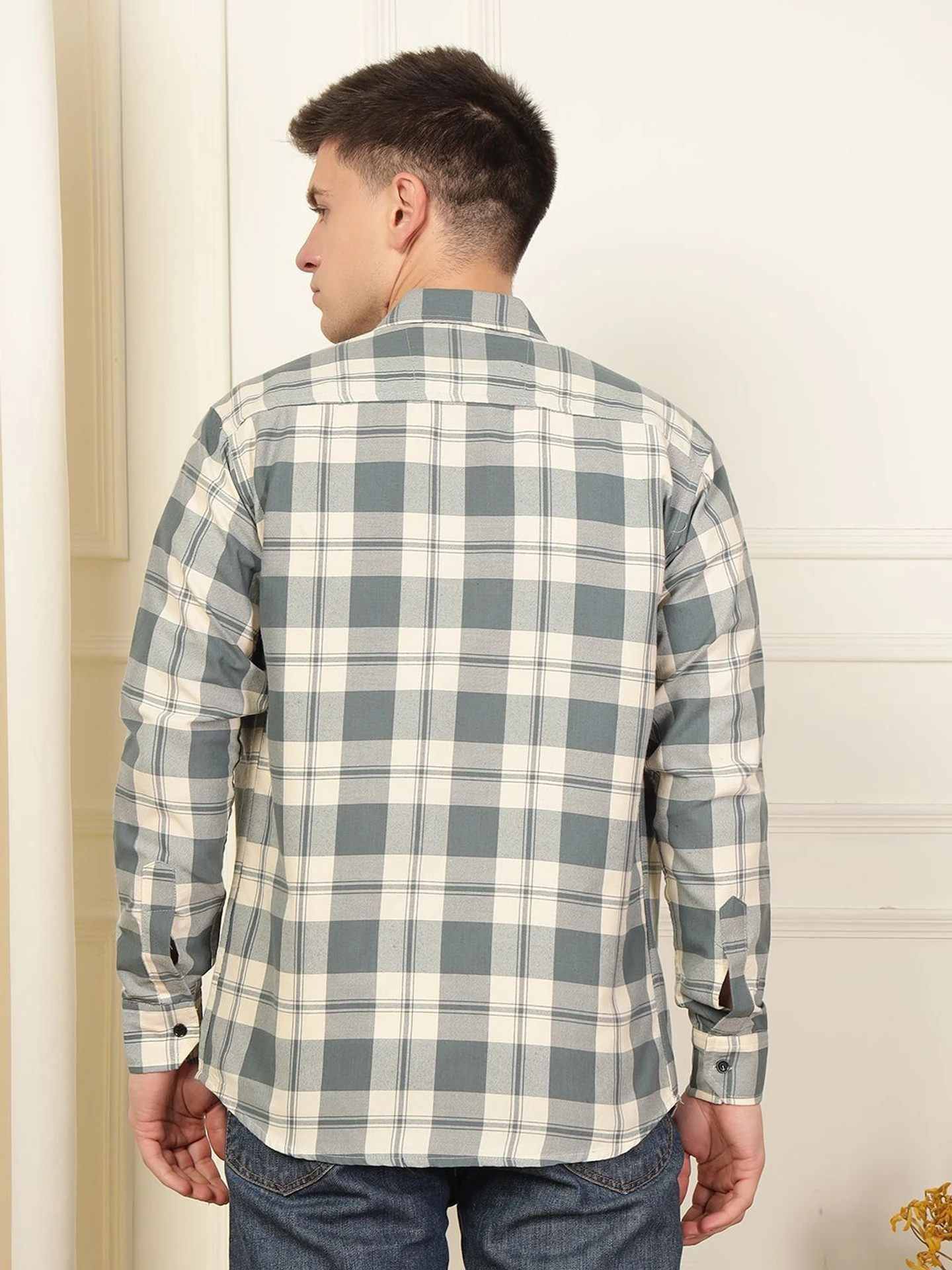 WOXEN Men Regular Fit Checkered Spread Collar Casual Shirt - Image 6