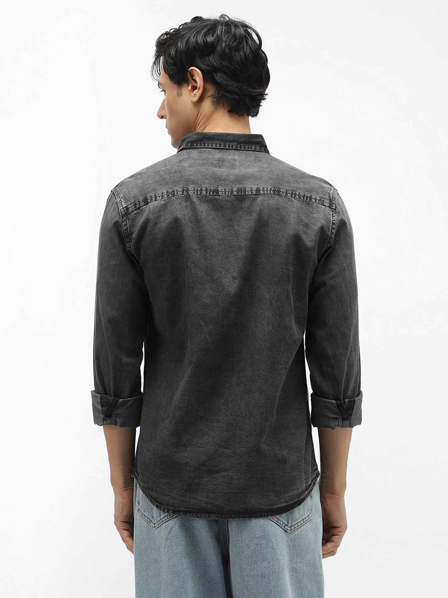 Urbano Fashion Men Regular Fit Washed Spread Collar Casual Shirt - Image 4
