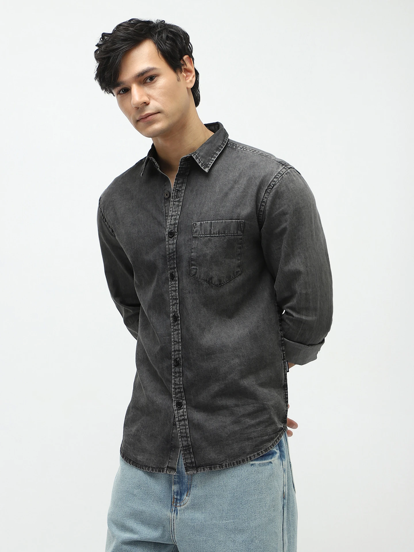 Urbano Fashion Men Regular Fit Washed Spread Collar Casual Shirt - Image 5