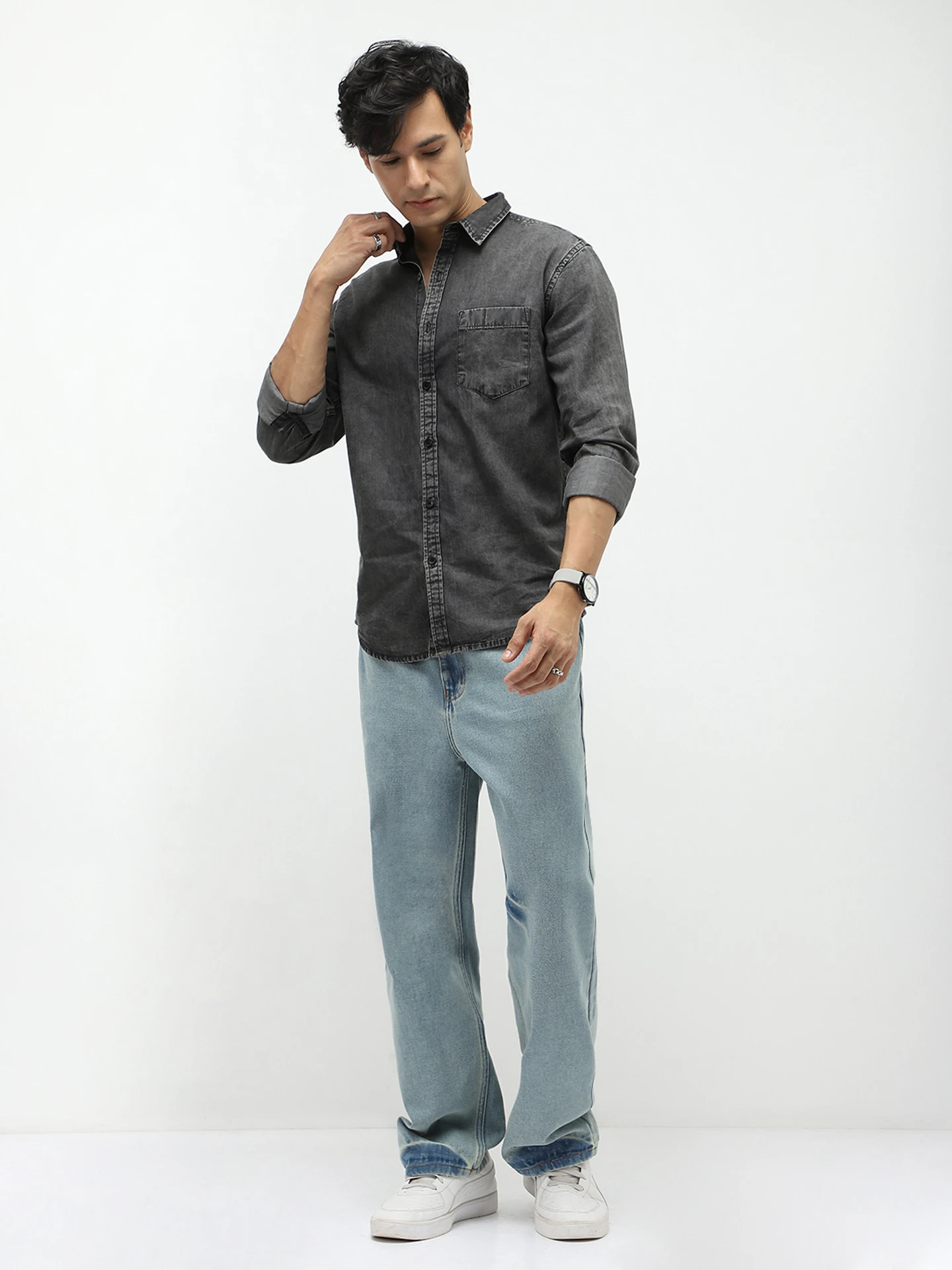 Urbano Fashion Men Regular Fit Washed Spread Collar Casual Shirt - Image 3