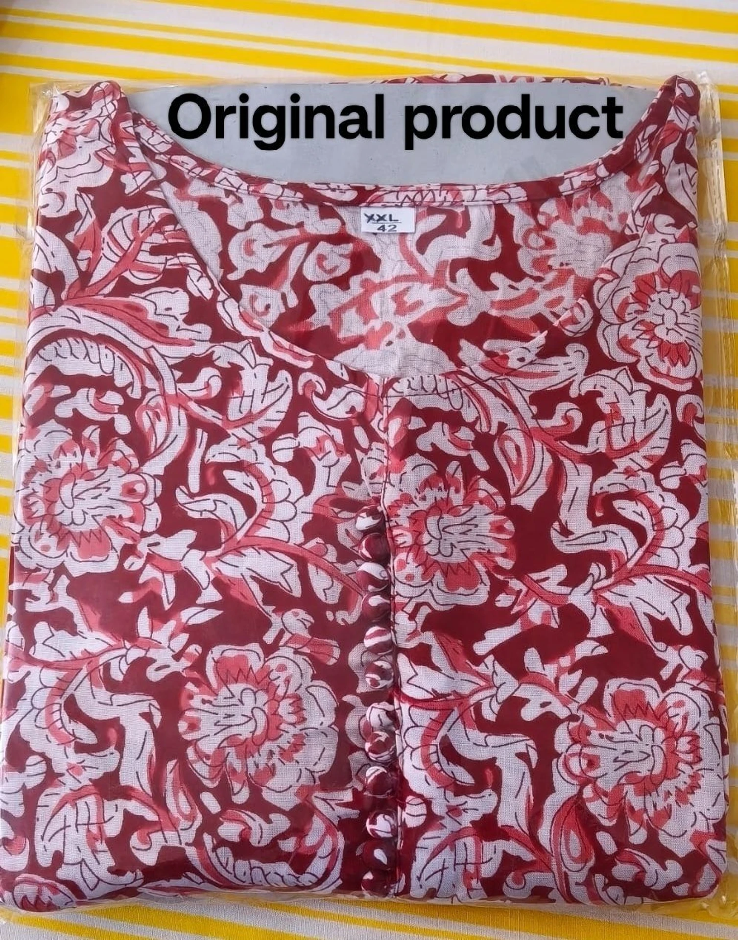 Varada Industry Women Printed Cotton Blend Flared Kurta (Maroon) - Image 2