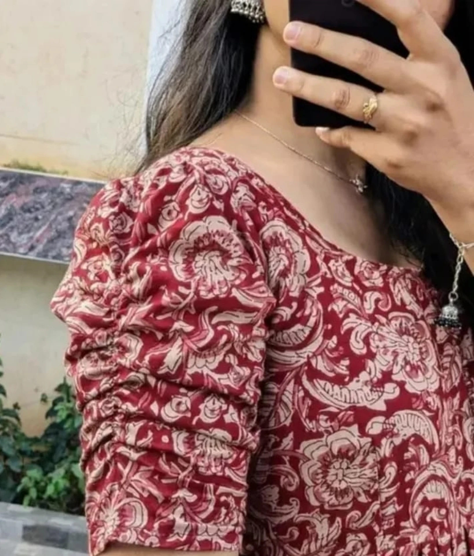 Varada Industry Women Printed Cotton Blend Flared Kurta (Maroon) - Image 4