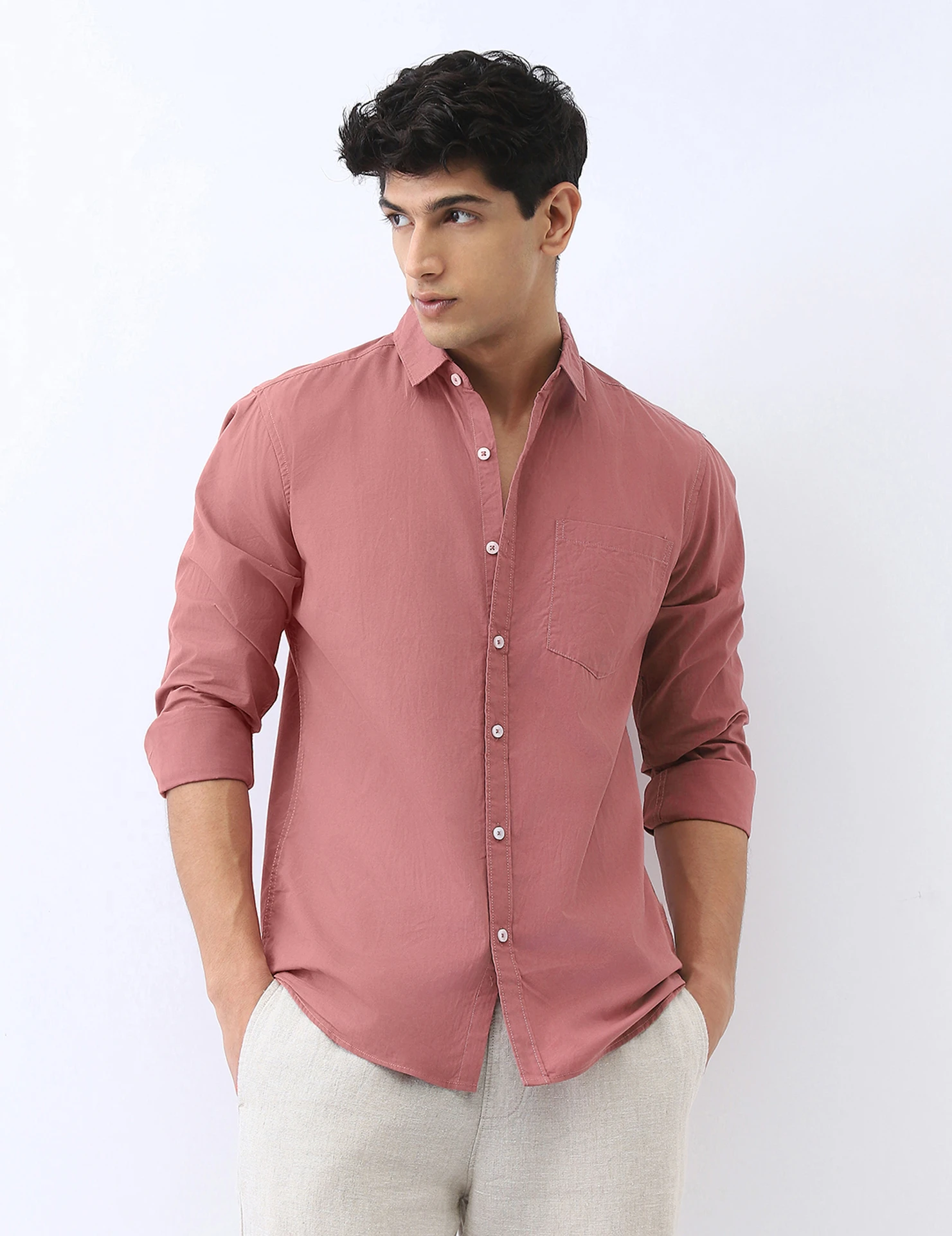 Urbano Fashion Men Regular Fit Solid Spread Collar Casual Shirt - Image 5